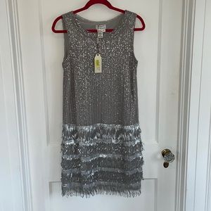 MSSP silver sequined flapperesque party dress NWT perfect for Taylor Swift Eras!
